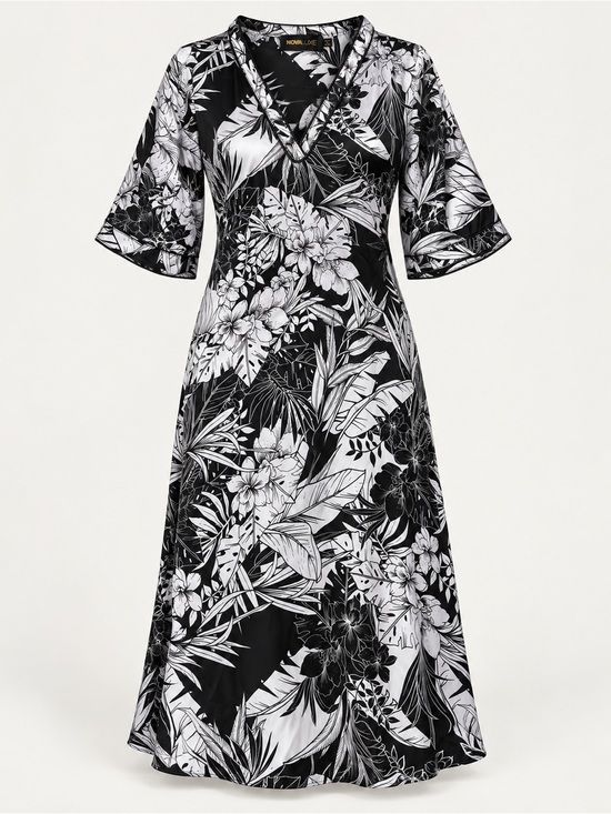 Fashion Nova Dresses & Skirts - Fashion Nova Black & White Floral Maxi Dress with V-Neck